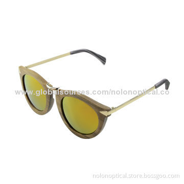 Sandalwood Sunglasses with Metal Temple and Coating Lens, CE/FDA Mark